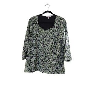 MJ collection lace Top Black Green 2XL Leaf